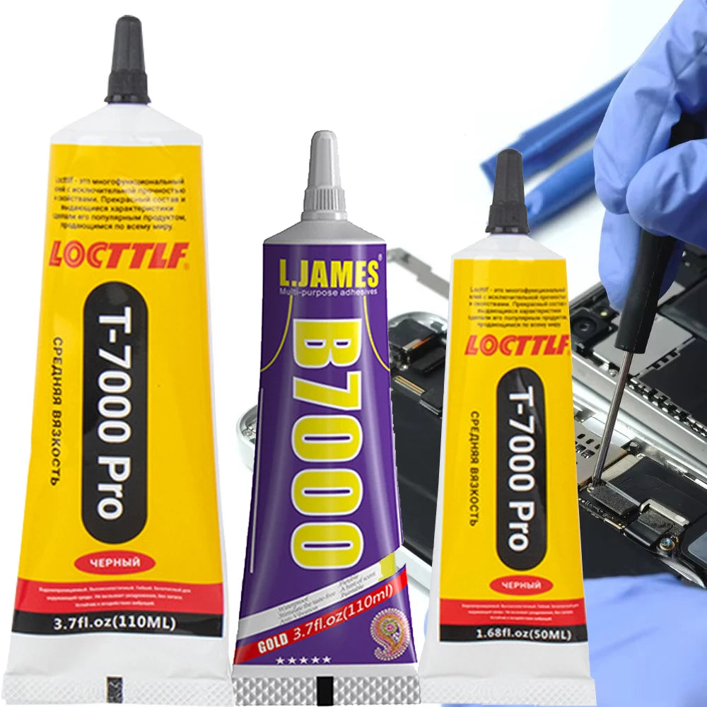 T7000 Black Soft Adhesive Universal Glue for Computer Cell Phone Touch Screen Repair Anti-Vibration Frame 15/50/110ML T-7000