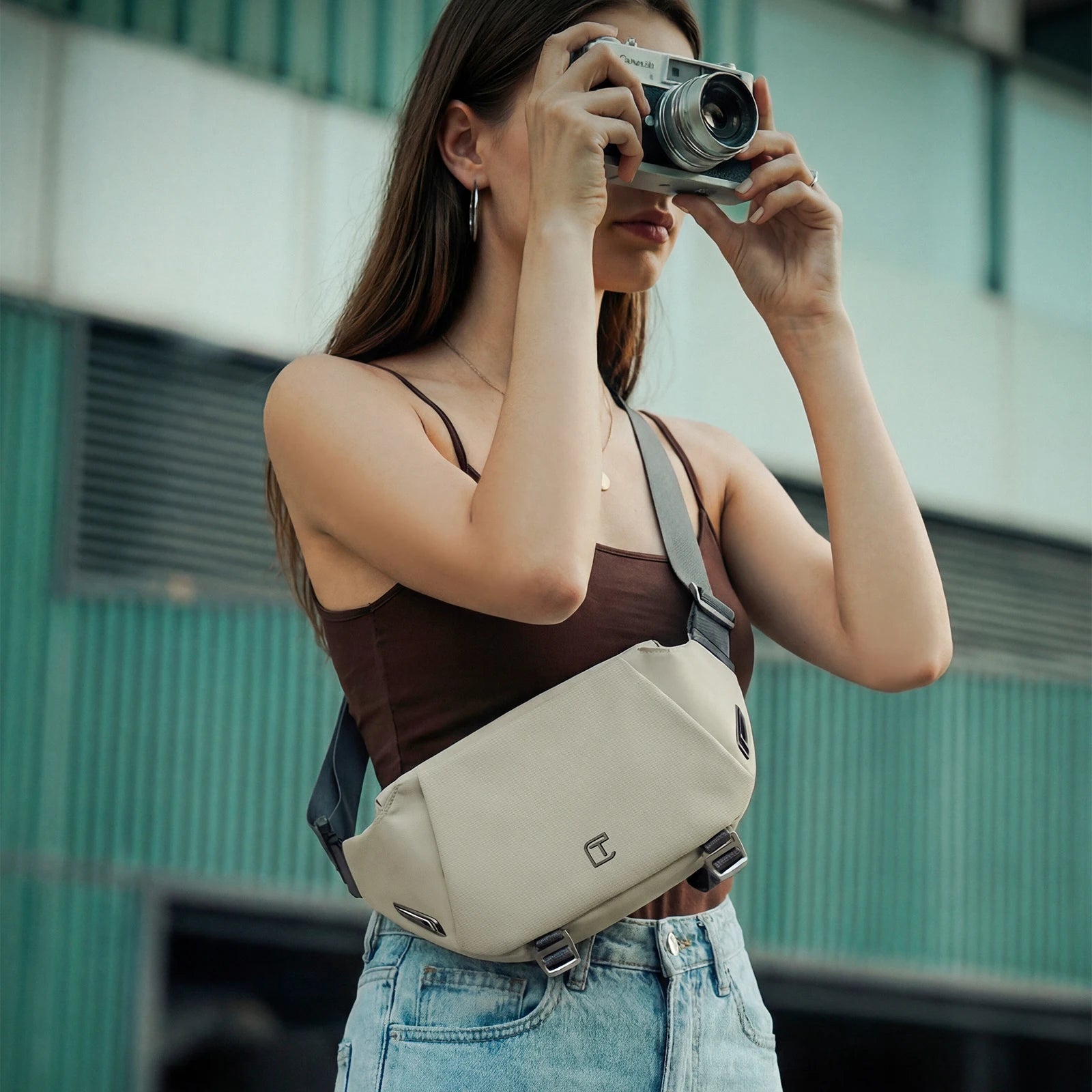 TANGCOOL Adjustable Strap Crossbody Sling Bag Multi Layer Pocket Waterproof Outdoor Daily Shoulder Messenger Bag