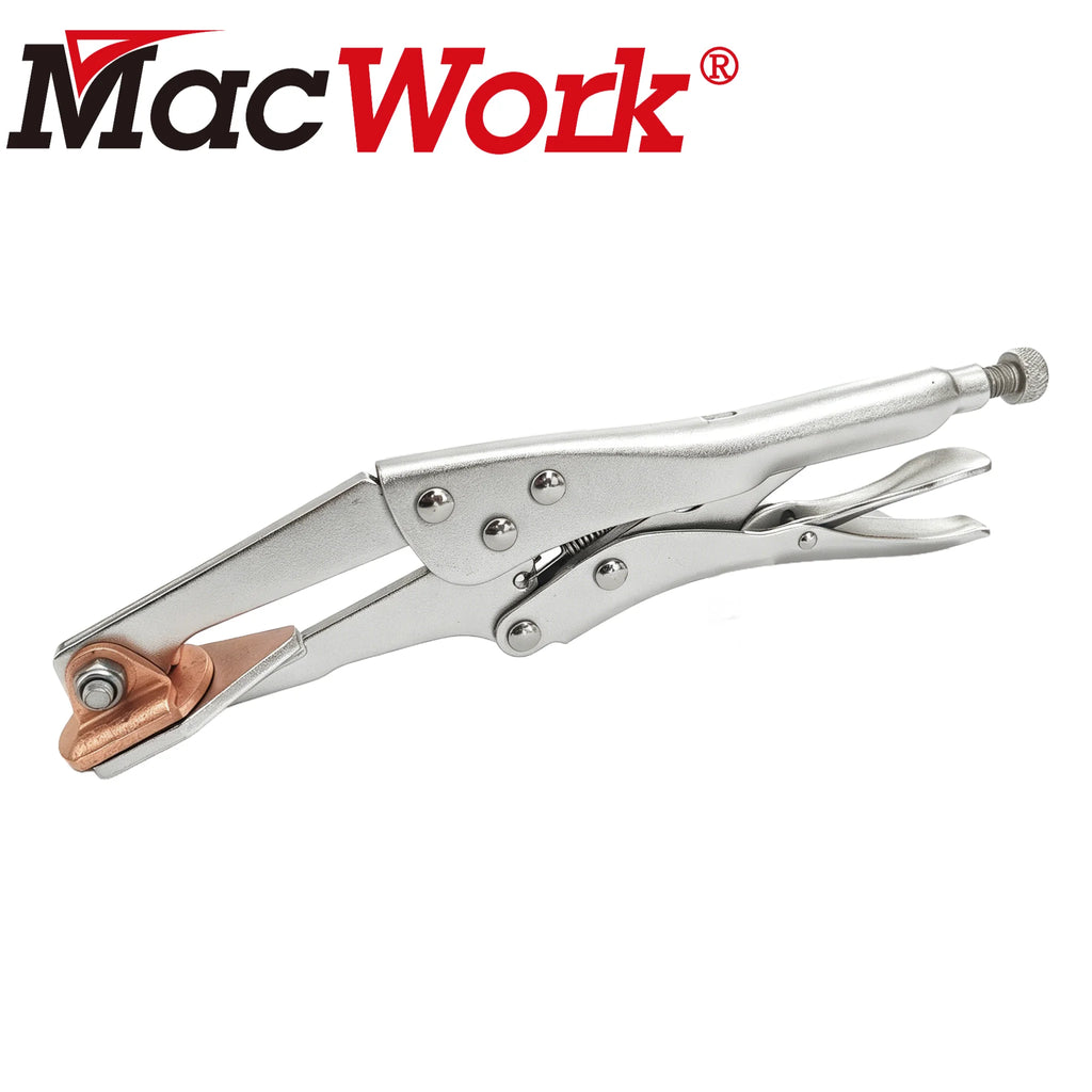 10-Inch Plugweld Welding Pliers with Copper Alloy Backing & -Jaw Locking Clamp - Heavy-Duty Mig for Automotive Body Repair