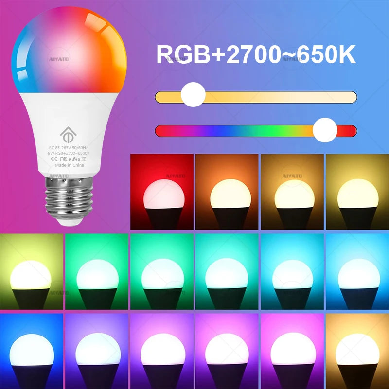Pre Flashed TASMOTA Smart LED Bulb Colour RGBCCT Lights ESP8285 Works With Home Assistant E27 Base AC85-265V