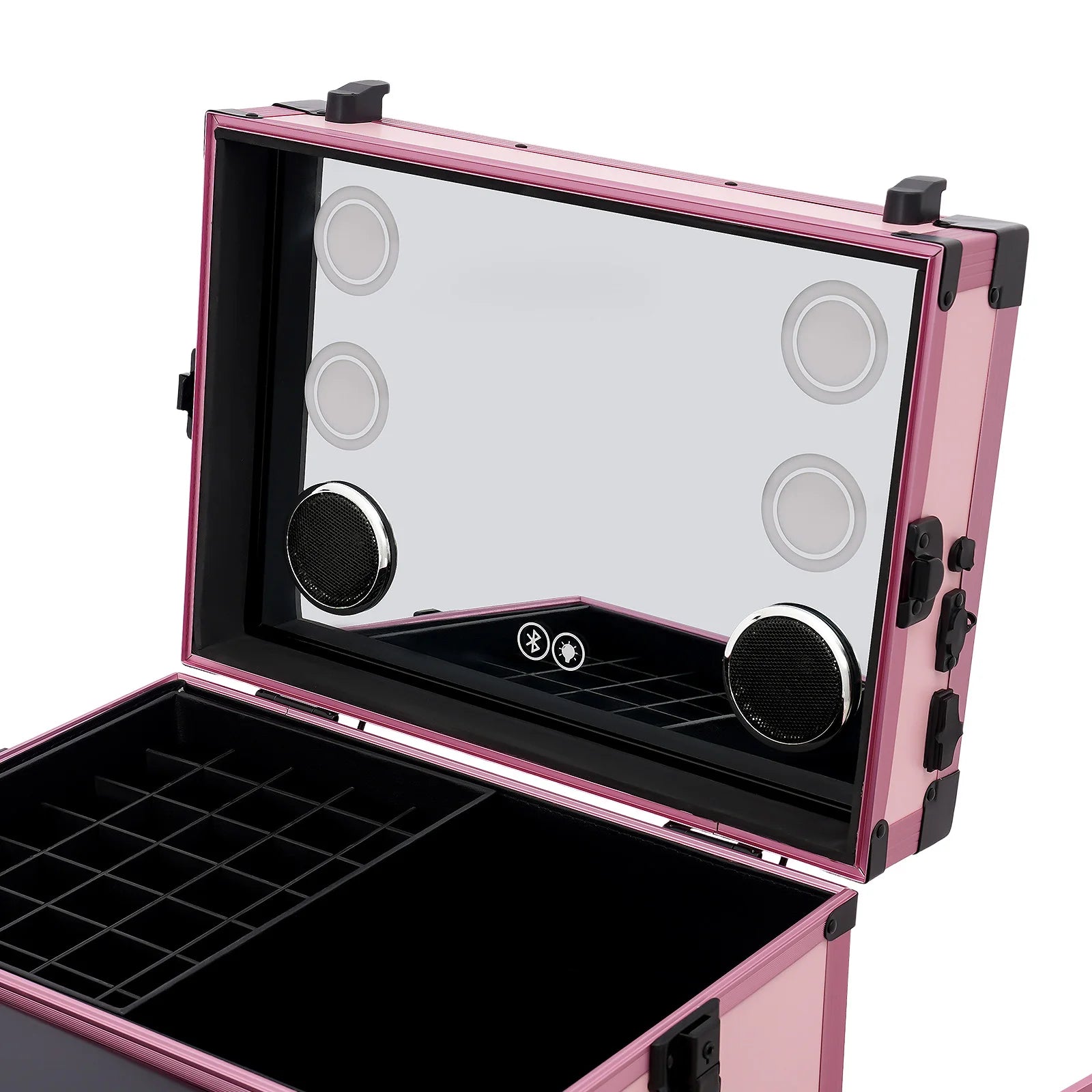 3-Tier Foldable Makeup Trolley with Lockable Drawers and Combination Lock, Mobile Beauty Case with Fold-out Table for On-Site Makeup