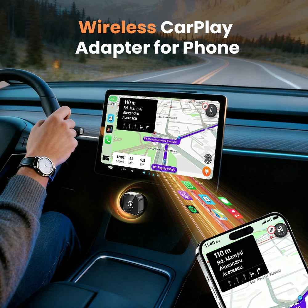 2026  Wireless CarPlay Adapter 2-in-1 Wired to Wireless Dongle for Apple & Android Auto Plug and Play For Car With Wired CarPlay