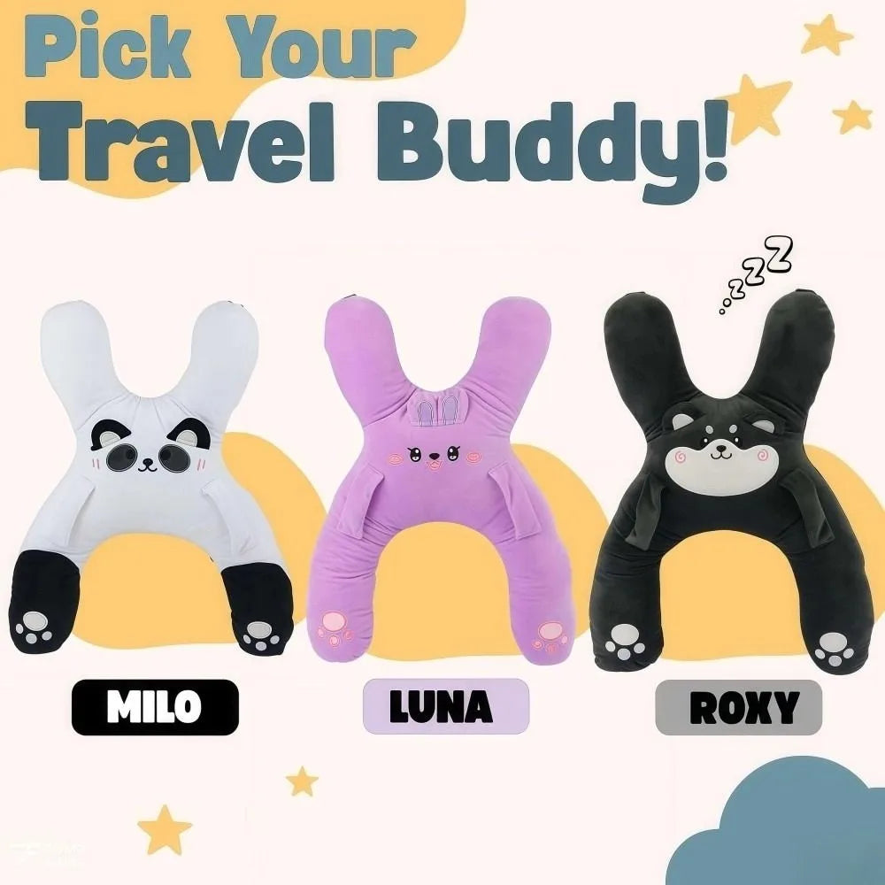 Cute Cartoon Car Headrest Head Support Removable Unisex Sleeping Pillow Breathable Comfortable Car Mounted Pillow Travel Comfort