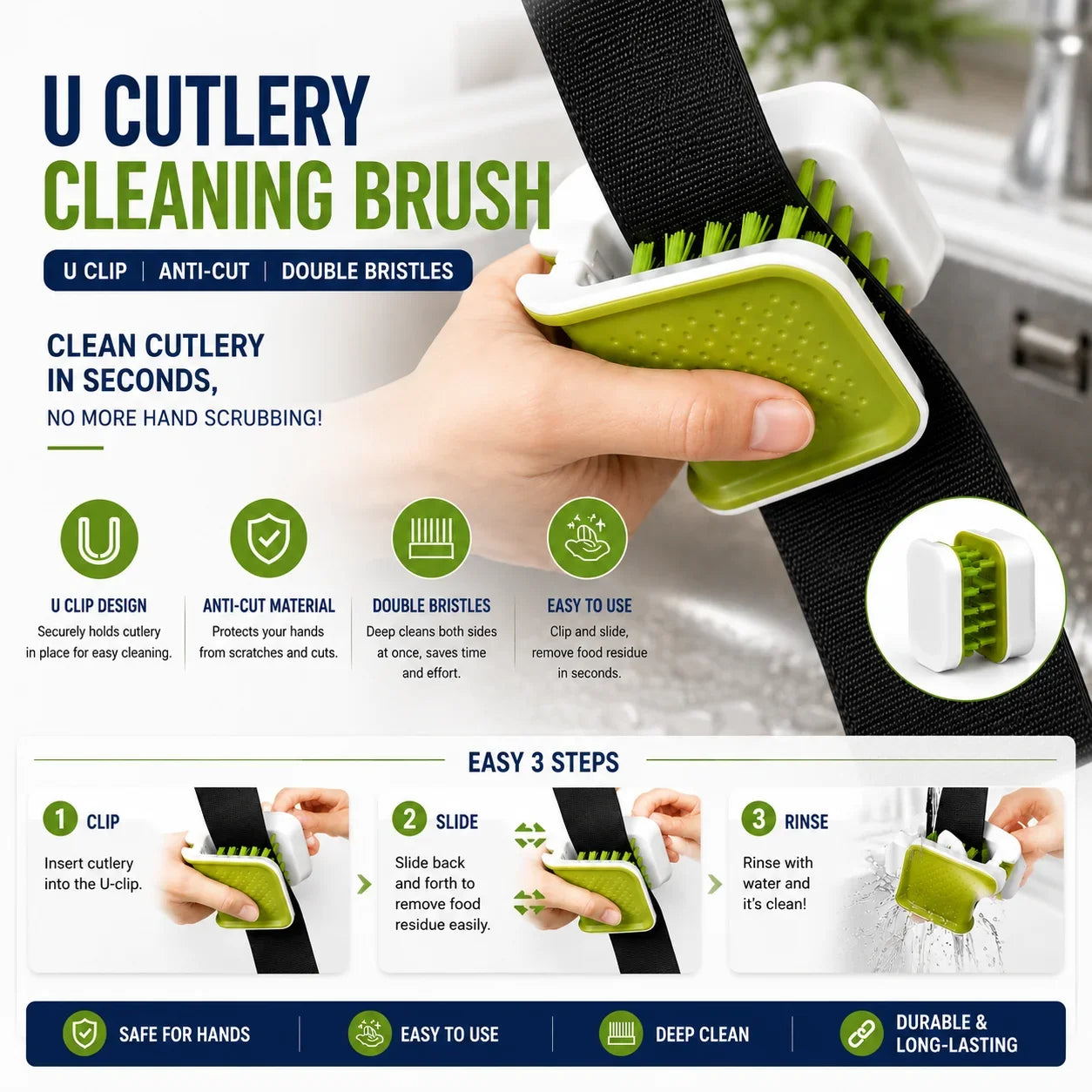 TILONDEX U Shaped Double-Sided Car Seatbelt Cleaning Brush Dual Bristle Handheld Detailing Tool for Fabric Seatbelt Straps