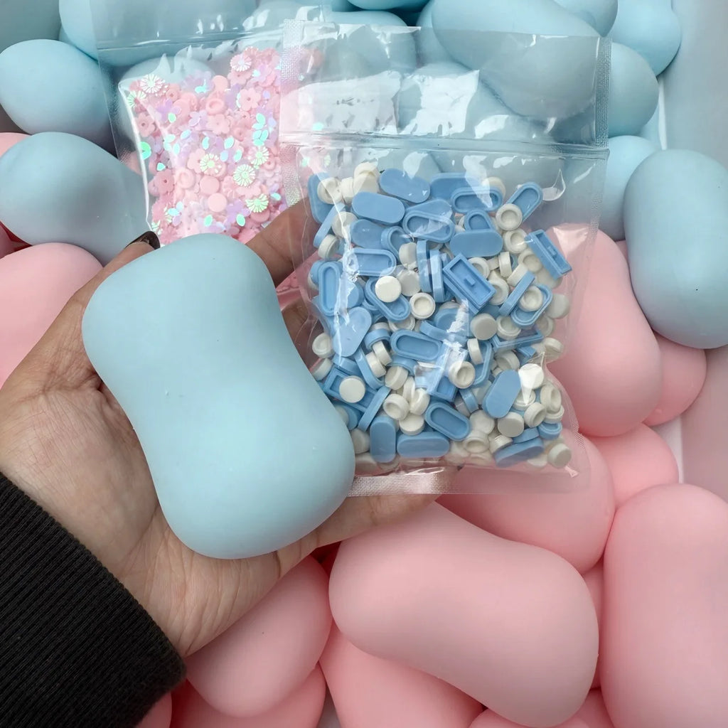Pink Blue Soap Ball Squishy Soap Stress Ball Fidget Toy Crunchy Squeeze Ball Round Blocks Filled ASMR Anti Stress Toys