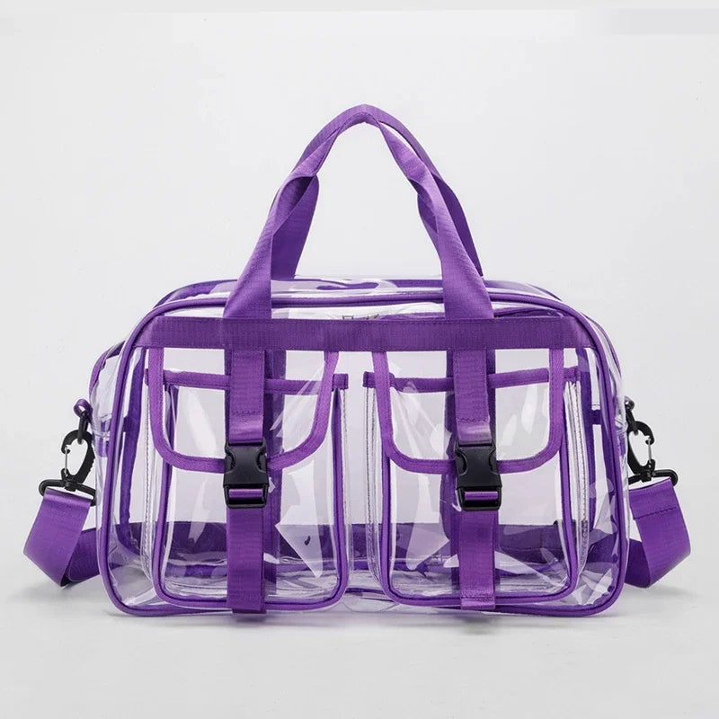 Fashion Versatile Solid Color PVC Transparent Travel Duffels 2025 New Hot Sale Zipper Simple Large Capacity Casual Shoulder Bag