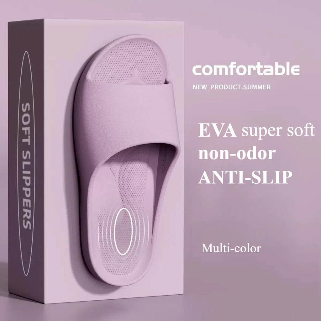 Couple Home Slippers Soft EVA Non-Slip Slides Lightweight Breathable Indoor Bathroom Shoes, Anti-Slip Platform For Men Women