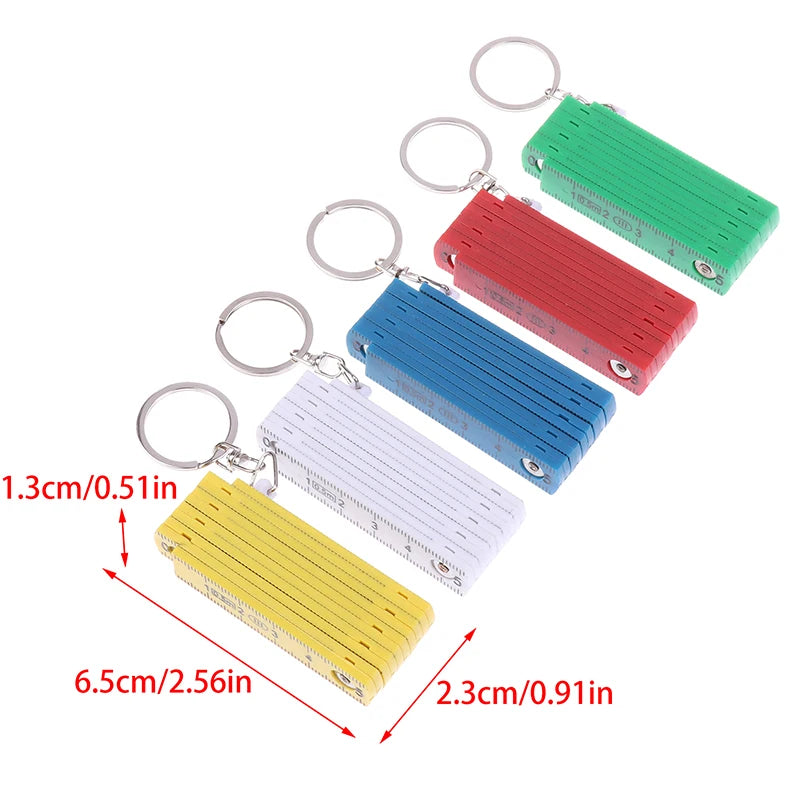 1Pc  For Travel Woodworking Bricklaying Home 0.5 Meter 10 Fold Keychain DIY Plastic High Precision Folding Ruler Can Be Stored