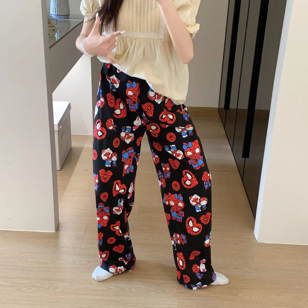 Spring Autumn Thin Hello Kitty Printed Women's Pajama Pants Summer Popular Loose Casual Pants Cartoon Home Casual Walking Pants