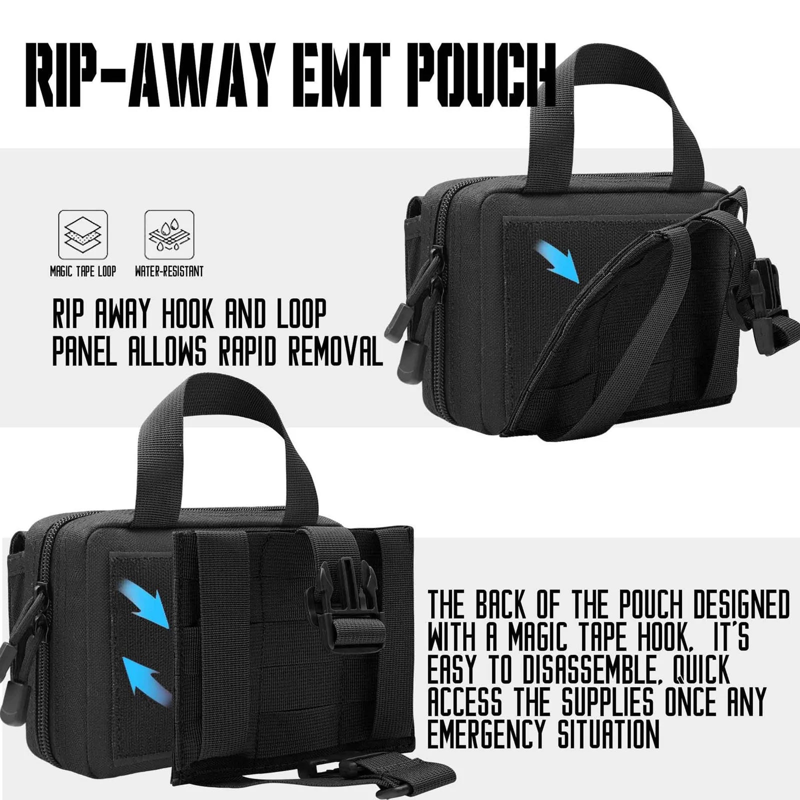 Upgrade Molle Rip Away Ifak Pouch, Tactical Small Belt First Aid Pouch Medical Utility EMT Pouch Only