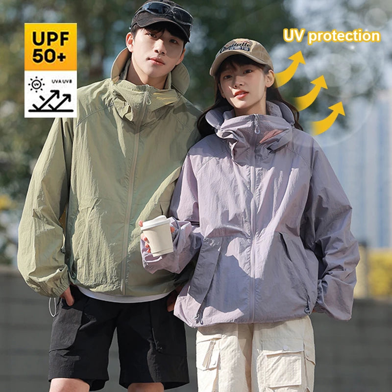 Outdoor Sunscreen Clothing Summer Hiking Jackets UPF50+ Ultraviolet Protection Couple's Hooded Jacket Traveling Hiking Fishing