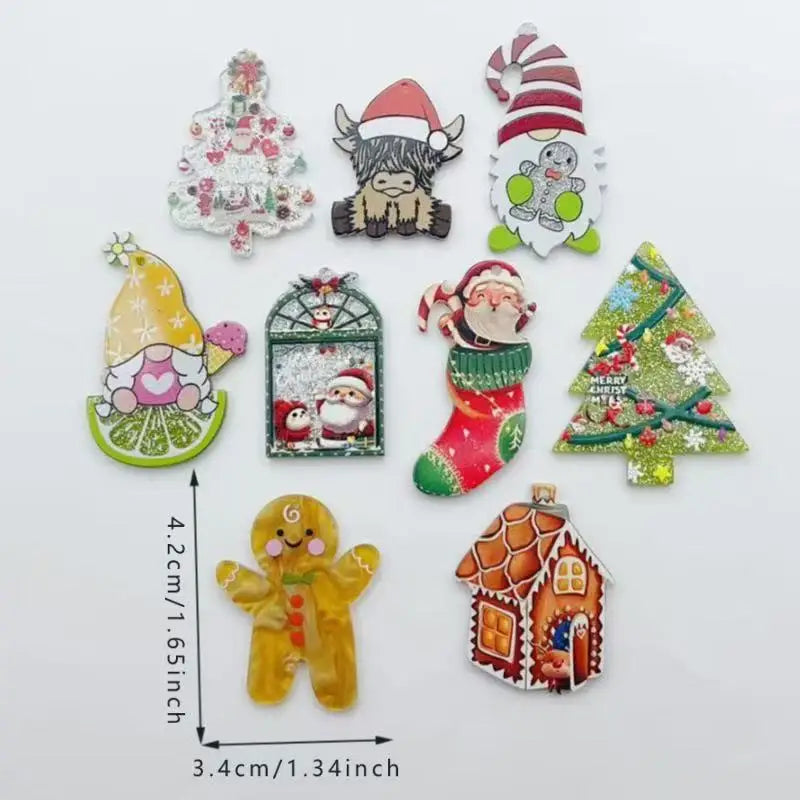 10pcs Christmas Series Acrylic Accessories - Santa Claus, Heart, Creative Bear, and More Decorative Add-ons