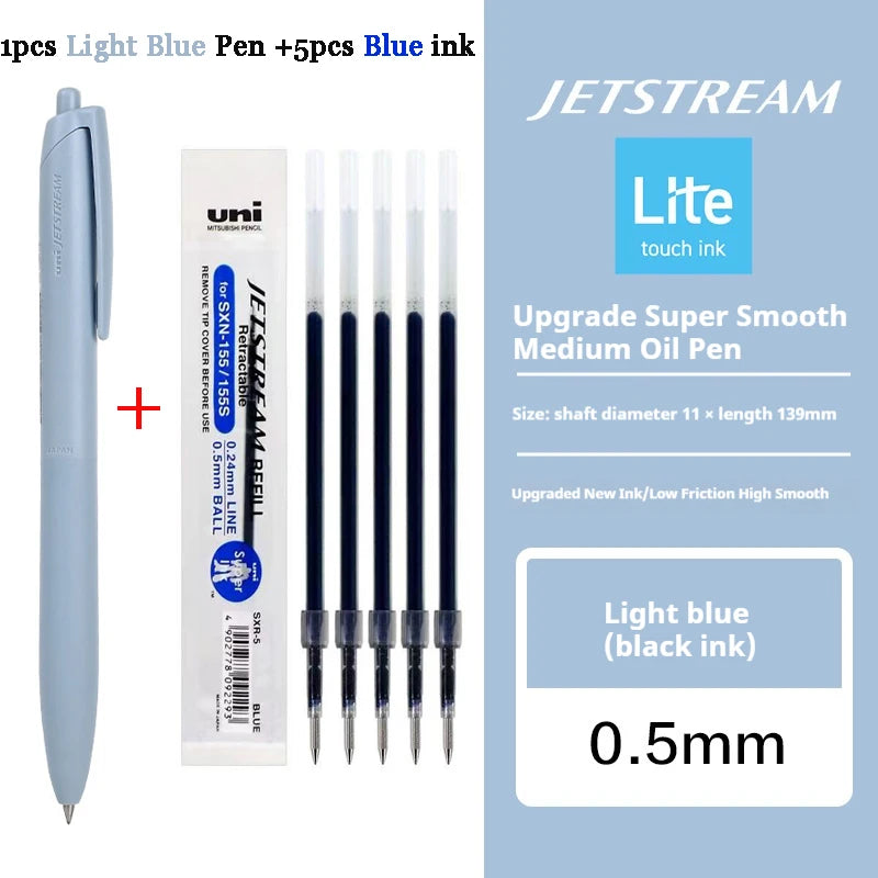 Uni Permanent Ballpoint Pen Jet Stream Anti-slip Cloudy Recycled Eco Shell Friction Super Smooth Ink Oil Pens Portable Supplies