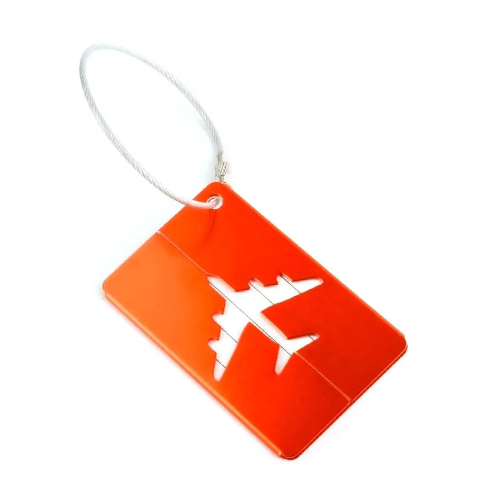 Aluminium Travel Luggage Tags Reusable Suitcase Baggage Labels Holiday Suitcase Labels Travel Bag ID Plane Identifier With Ropes