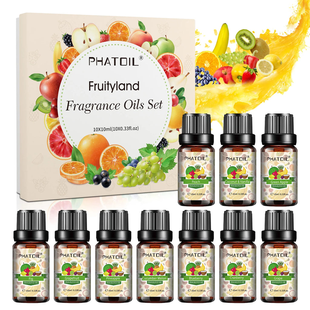 PHATOIL 1/2/6/10pcs 10ml Fruity Fragrance Oil For Aromatherapy Cherry Apple Strawberry Mango Coconut Lemon Fragrance Aroma Oils