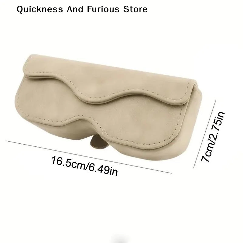Suede Leather Car Eyeglass Case Automatic Closing Non-slip Auto Sun Visor Glasses Holder Magnetic Multi-functional Eyewear Clips