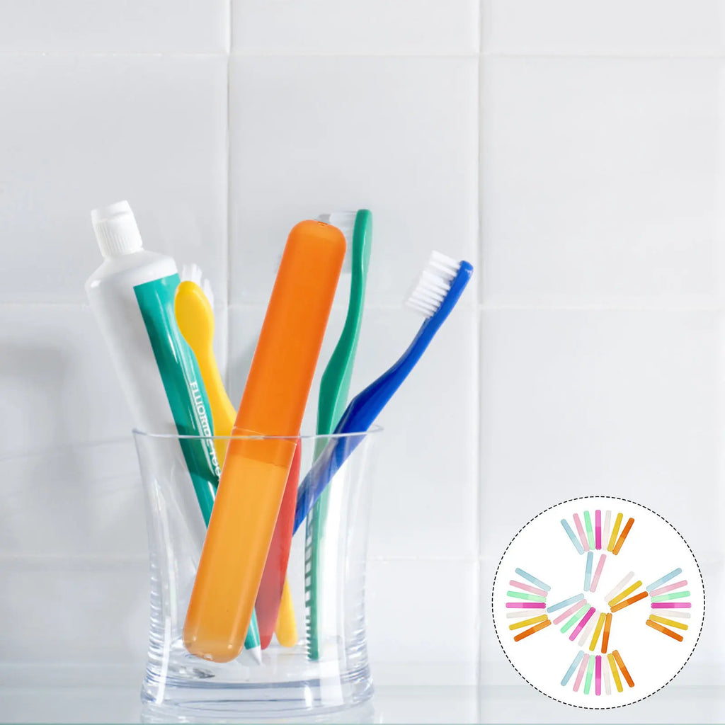 40Pcs Toothbrush Storage Box Portable Compact ABS Travel Toothbrush Case Toothpaste Container Organizer for Trips Outdoor Use
