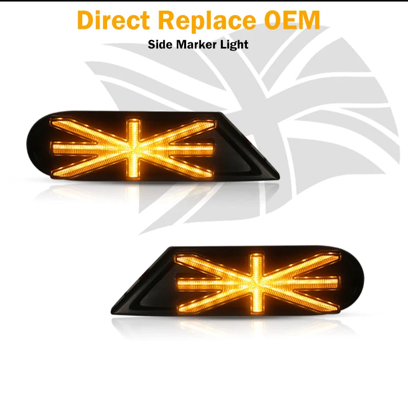 iJDM Amber LED Dynamic Sequential Blink Fender Side Marker Light Assembly For MINI Cooper R55 R56 R57 R58 R59 Turn Signal Light