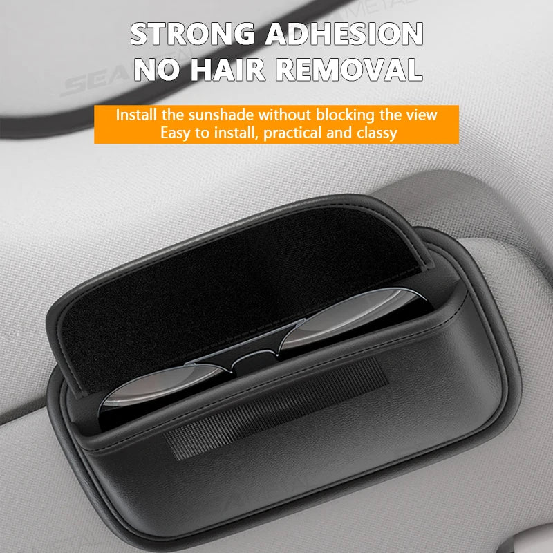SEAMETAL Car Visor Glasses Case Leatherette Large-Capacity Sunglasses Holder Sun Visor Eyeglasses Protection Box Scratch-Free