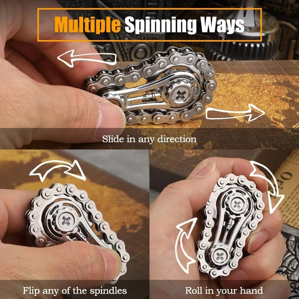 Metal Bike Chain Fidget Spinner Toys Sprockets Flywheel Fingertip Gyro Fidget Spinner Antistress Anxiety Toys for Kid Adult Gift