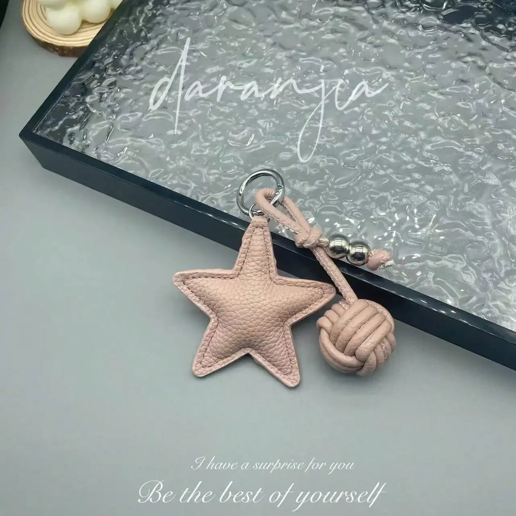 Star Woven Ball Keychain Bag Charm DIY Personalized Fashion Handbag Accessories for Women Small Gifts  Crossbody Bags Keychain