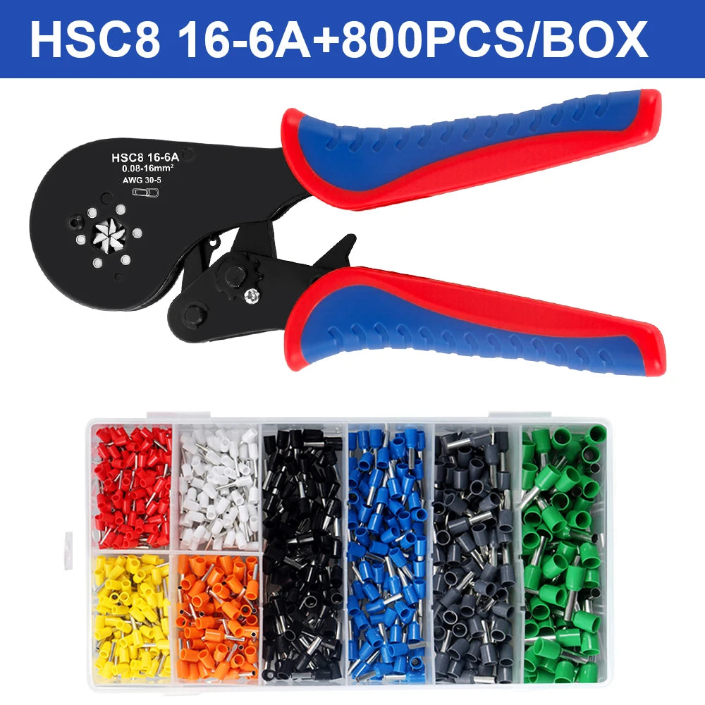 Ferrule Crimping Tool HSC8 16-6A Tubular Terminal Mini Pliers For Large Size Terminals Electrical Clamps 0.08-16mm²/30-5AWG
