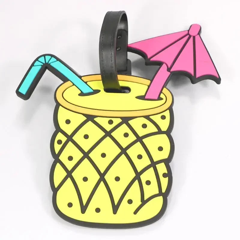 Cartoon Fruit Style Pattern Information Anti-Lost Suitcase Name Id Tags  Silicone Luggage Tag Travel Case Identification Label