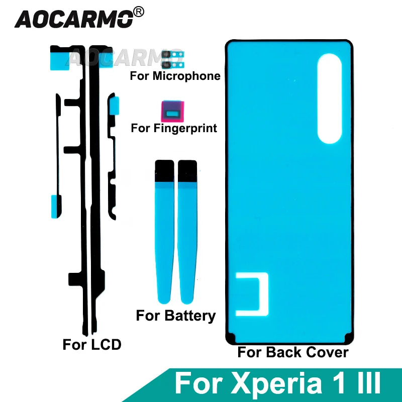 Aocarmo For SONY Xperia 1 III X1iii Front LCD Display Screen Full Set Adhesive Back Cover Rear Housing Battry Sticker Glue Tape
