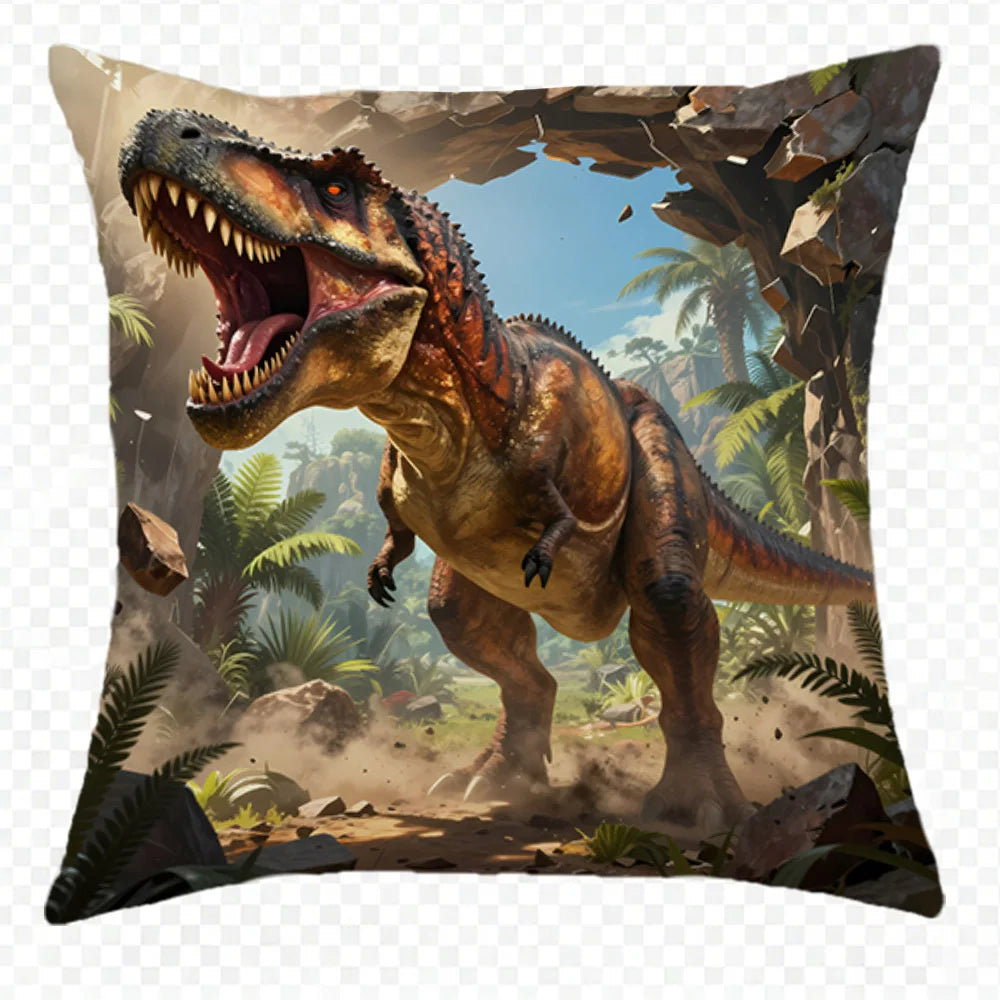 Dinosaur Print Double-sided Printed pillow cover Short plush Suitable living rooms bedrooms sofas throw cushion cover