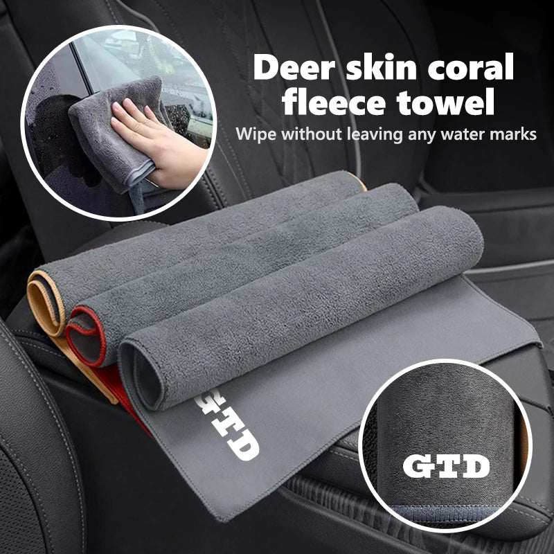 Car Wash Microfiber Towel Auto Emblem Cleaning Drying Rag Cloth For Volkswagen GTD VW Golf 4 5 6 7 7 MK4 MK5 MK6 MK7 MK8 Tiguan