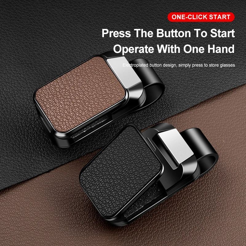 ABS Car Sunglasses Holder Sun Visor Eyeglass Clip with Leather Texture Auto Glasses Ticket Card Clip Interior Accessories