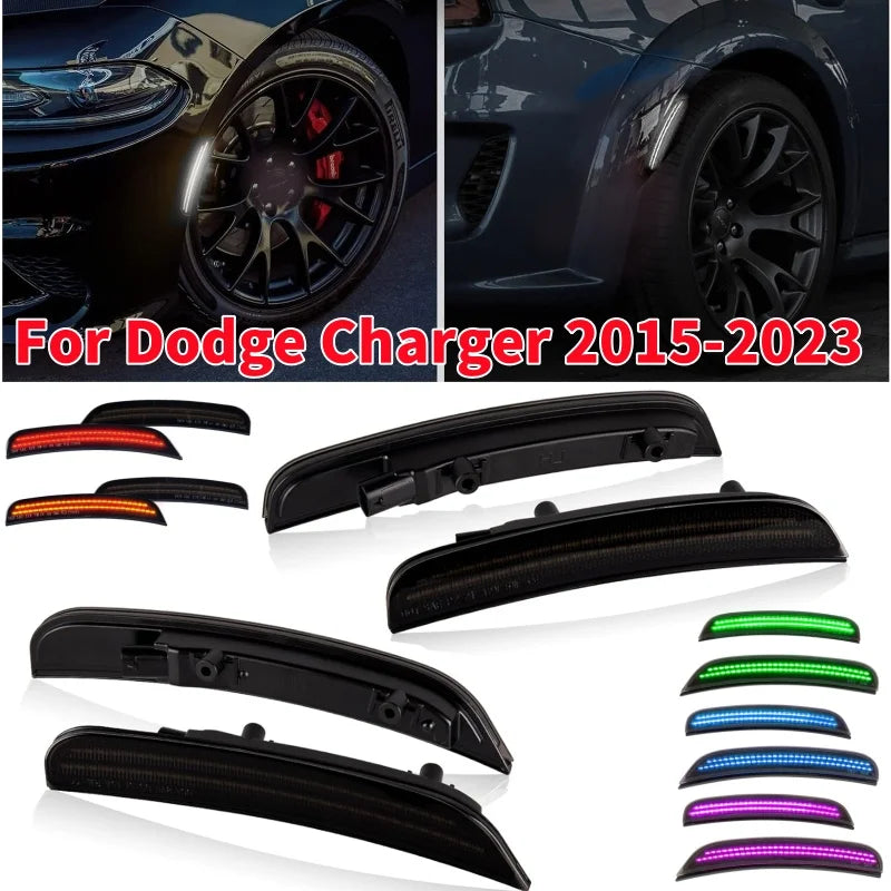 4pcs Smoked Lens Car Front Rear Bumper LED Side Marker Lights for Dodge Charger 2015-2023