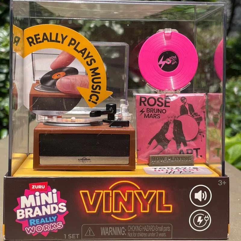 ZURU Mini Brands Really Works Series 1 Mini Vinyl Playset, Functional Mini Record Player That Plays Real Music Toy Gift