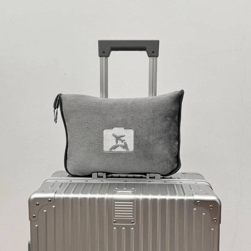 New Portable Airplane Travel Blanket Folding Storage Autumn Winter Nap Cover Blankets Solid Color Warm Picnic Flannel Blanket