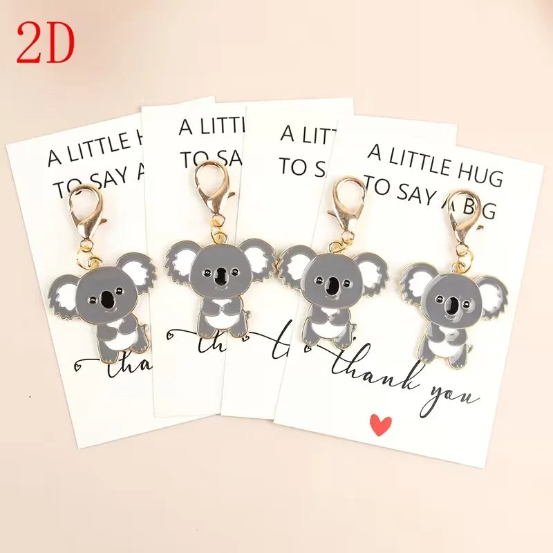 8 Simple and Cute Koala Keychains, Perfect for Giving to Friends Who Love Animals, 2D Flat Keychains; Comes with a Thank You Card—Can Be Hung on a Backpack or Key, Unique and Able to Express a Special Message; Ideal for Eve
