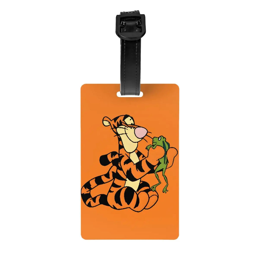 Custom My Friends Cartoon T-Tigger Pooh Luggage Tag Privacy Protection Baggage Tags Travel Bag Labels Suitcase