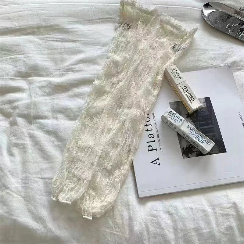 1Pair Lace Sunscreen Sleeve Summer Thin UV Protection Ice Sleeve Fashion Driving And Riding Mountaineering Gloves