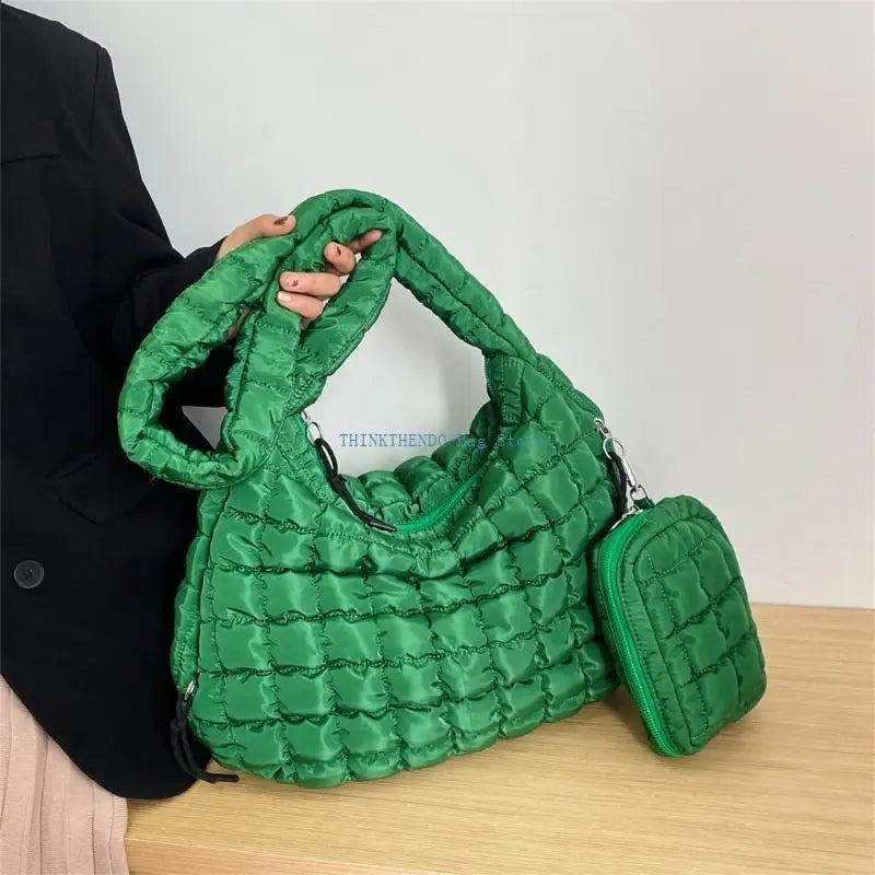 340D Quilted Puffer Bag Set for Women Lightweight Spacious Crossbody Satchel Purse