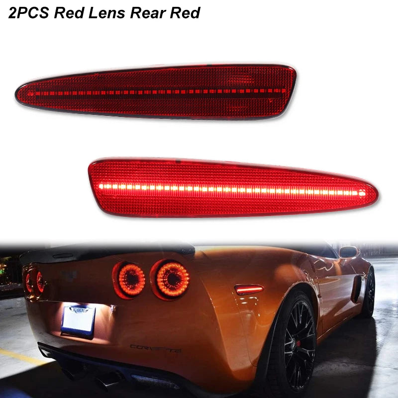 iJDM Front Rear Bumper LED Side Marker Turn Signal Lights Yellow Red for Chevrolet Corvette C6 2005-2013 2012 Car Accessories