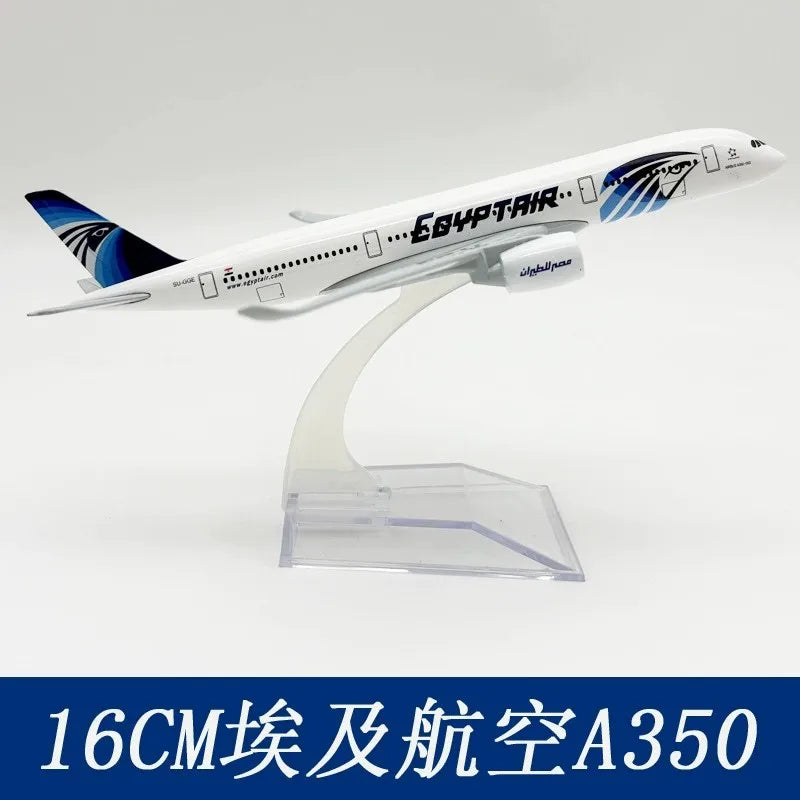 16CM Diecast Scale Egyptian Airways A350 Aircraft Simulation Alloy Finished Souvenir Collection Toy Gift Static Ornament