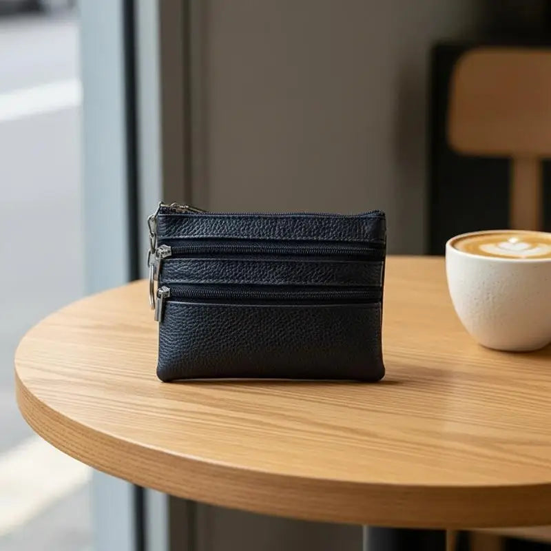 PU Leather Coin Purse Waterproof Anti-scratch Zipper Key Ring Credit Card Holder for Men Daily Use
