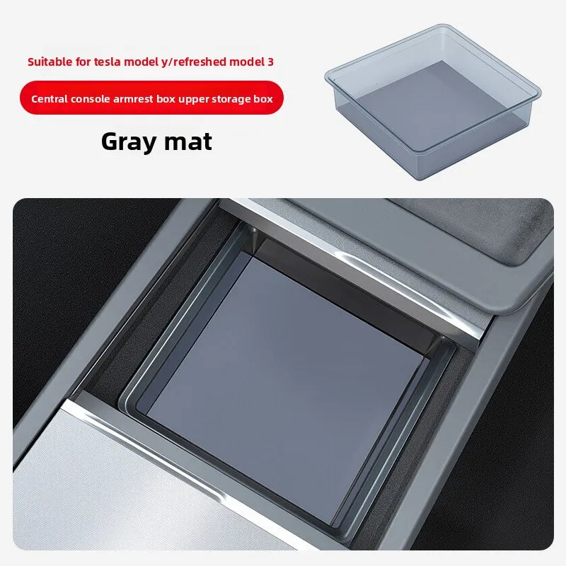For Tesla Model Y / New Model 3 Highland Center Console Armrest Hidden Storage Box ABS Organizer Tray Accessories