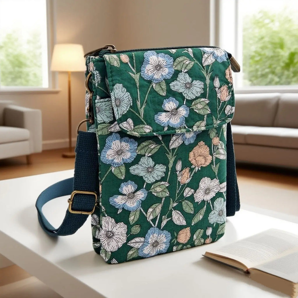 Fresh countryside fabric crossbody phone bag - floral five-layer crossbody women's bag