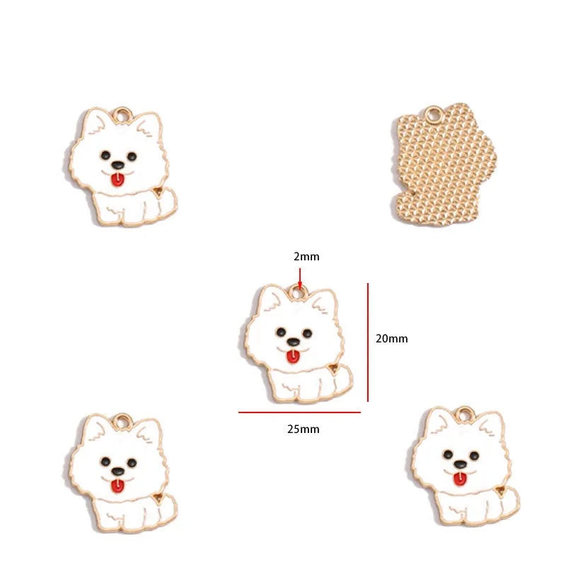 12pcs Alloy Drip Oil Cute Pet Dog Jewelry DIY Pendant Earrings Necklace Accessories Keychain Pendant Handmade