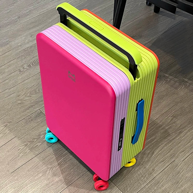 KLQDZMS 20"ABS + PC Suitcase Large-capacity Trolley Case Women Boarding Box Men's Password Box with Wheels Rolling Luggage
