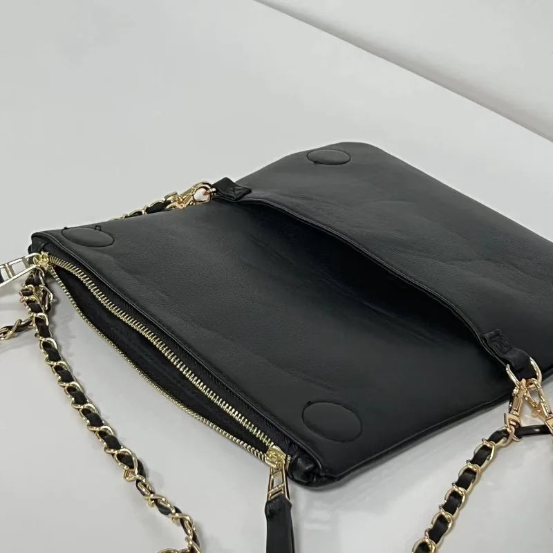 French Classic Genuine Leather Square Bag - European & American Fashion Versatile Wings Underarm Crossbody Bag
