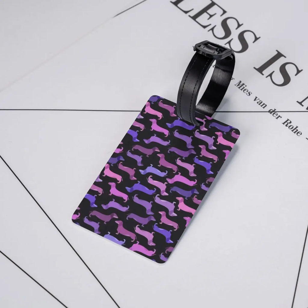 Custom Cute Dachshund Sausage Dog Luggage Tag With Name Card Puppy Animal Privacy Cover ID Label for Travel Bag Suitcase