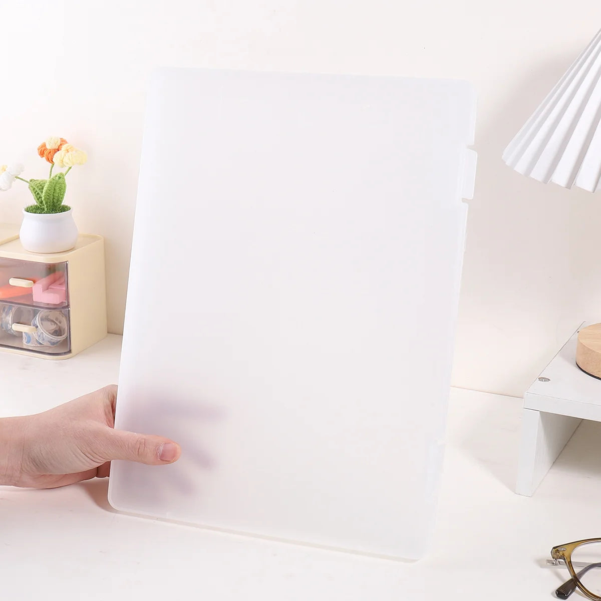 1 PC A4 File Box 2-in-1 Portable Document & Photo Storage Organizer Tool Without Clips Writing Board for Office Use