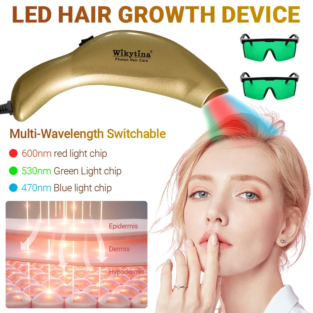 Wikytina Photon Hair Growth Home Device - Anti-Hair Loss Follicle Regeneration Red Light Therapy Hair Scalp Health