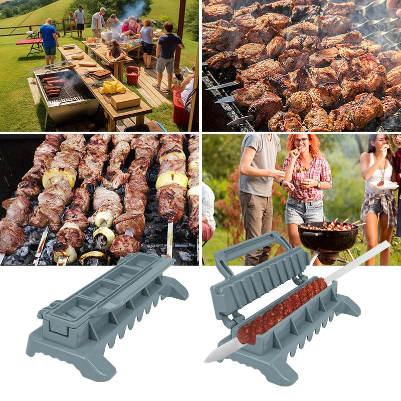 Kebab Maker Kebab 2.3cm Steel Skewers Manual Kebab Mould Reusable Barbecue Skewers for Meat Vegetable Outdoor Grilling Barbecue